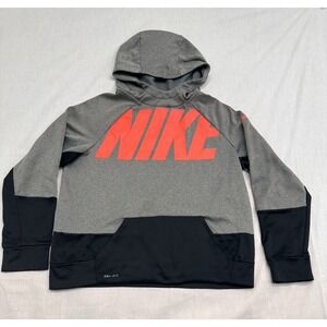 Nike Dri-FIT Boy's XL Pullover Hoodie Gray Black Orange, Logo, Hooded